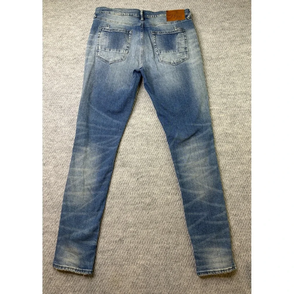 PRPS Mens Jeans 36x33 Indigo Blue Stretch Slim Tapered Distressed E87P316FS